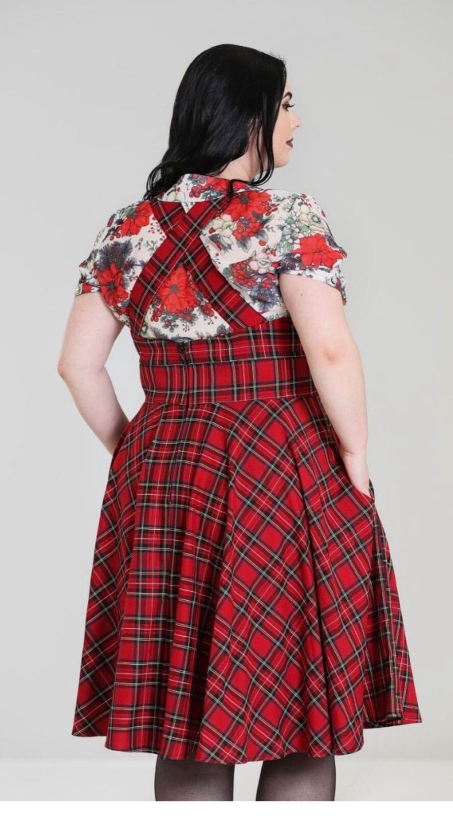 Hell Bunny Irvine Scottish Red Tartan Check Vintage Retro Pinafore Dress