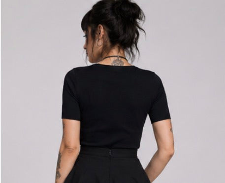 Hell Bunny Bat Jumper Gothic Mesh Top Short Sleeve Knit