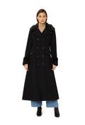 De La Creme - Women's Military Faux Fur Trim Maxi Coat