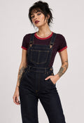 Hell Bunny Elly May 40s 50s Navy Blue Denim Dungarees