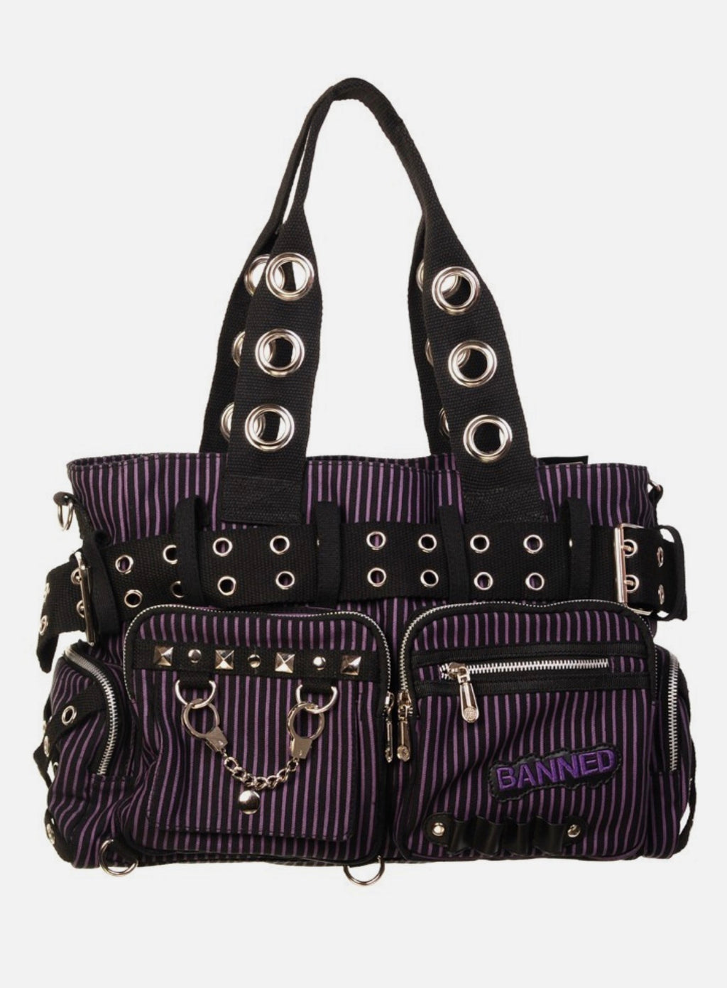 Banned Alternative Sweet Revenge Handcuff Striped Handbag