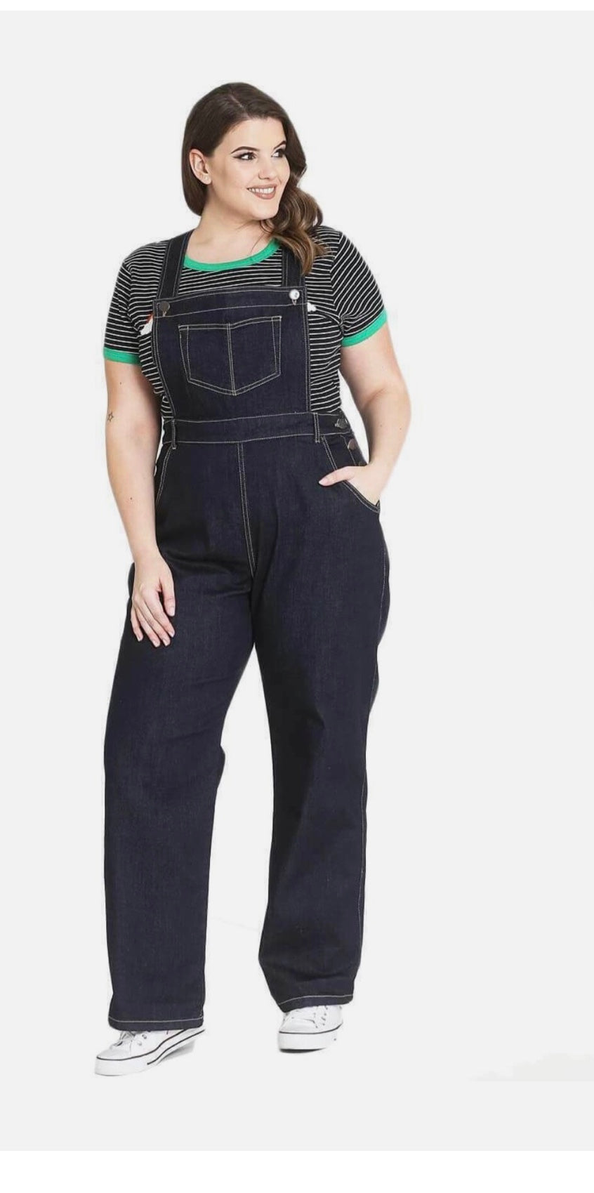 Hell Bunny Elly May 40s 50s Navy Blue Denim Dungarees