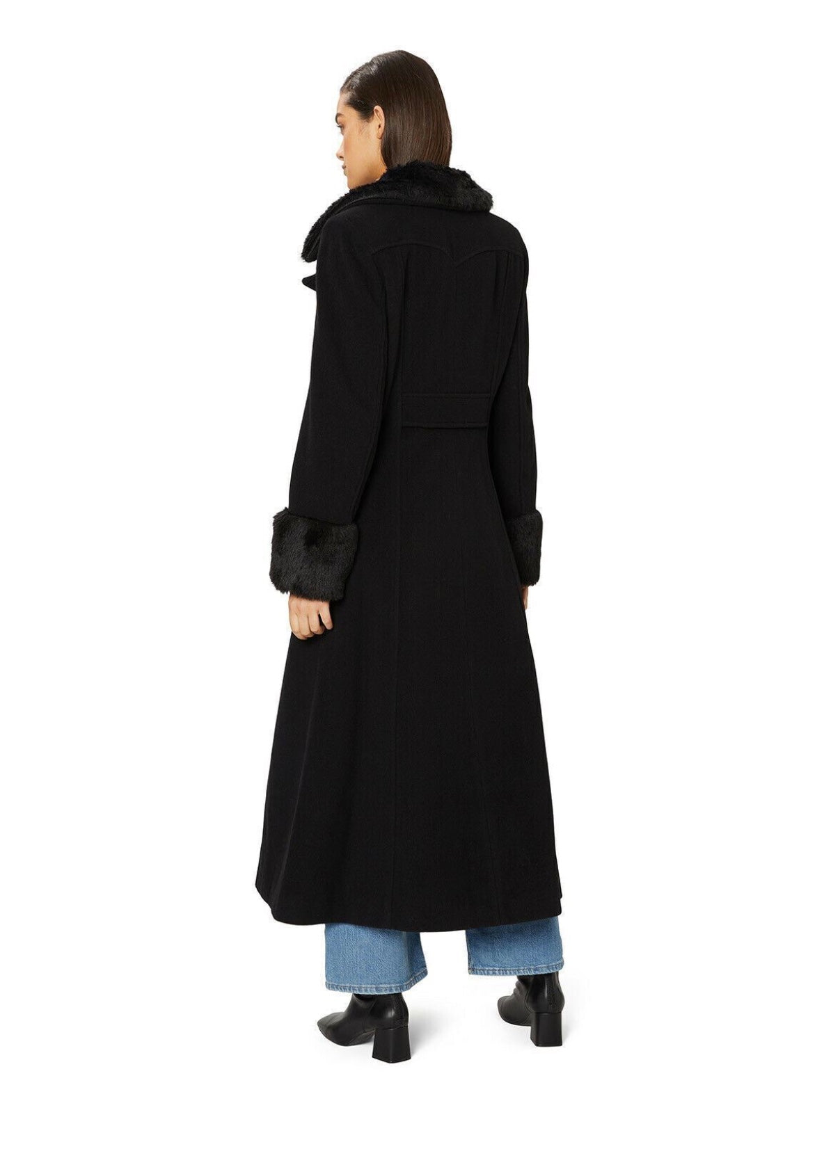 De La Creme - Women's Military Faux Fur Trim Maxi Coat