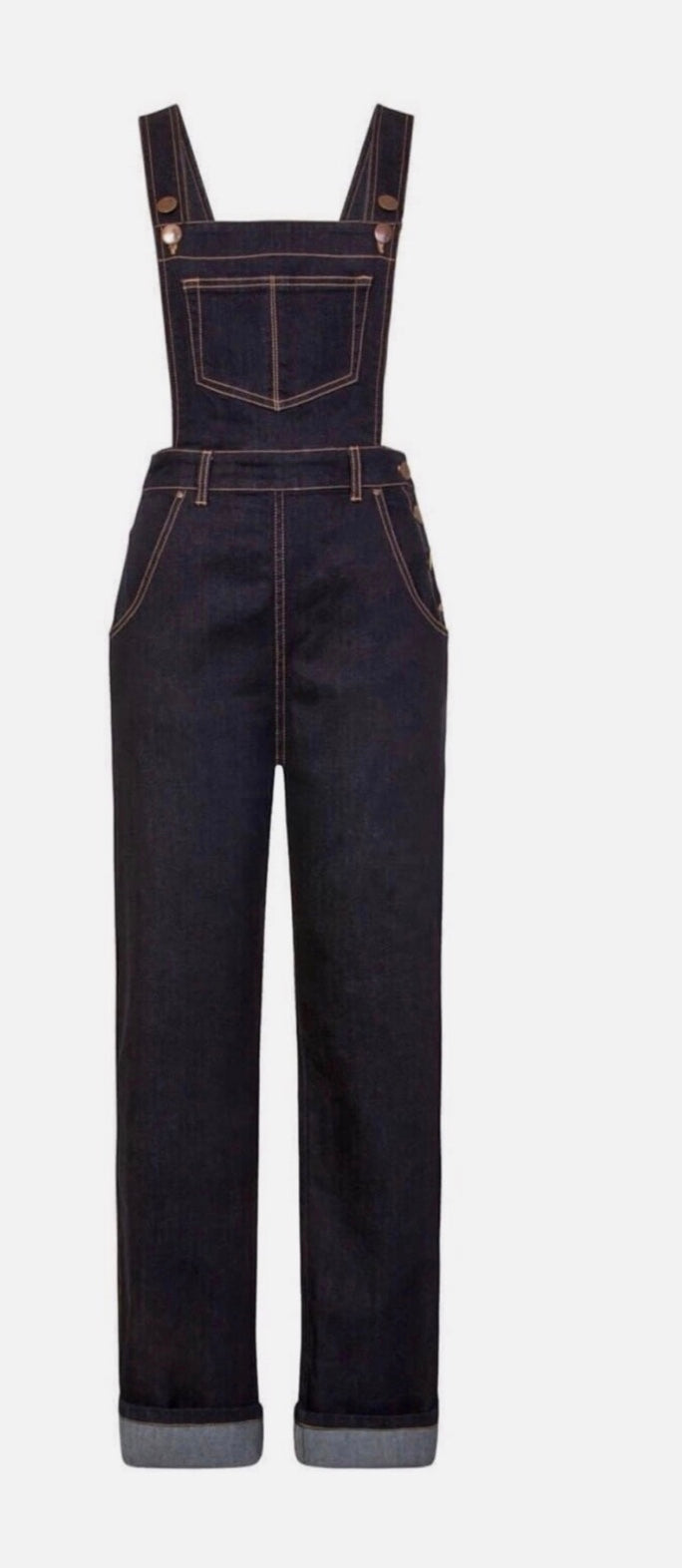 Hell Bunny Elly May 40s 50s Navy Blue Denim Dungarees