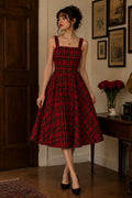 Hell Bunny Irvine Scottish Red Tartan Check Vintage Retro Pinafore Dress