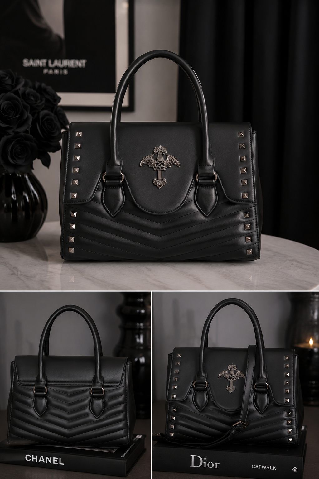 Black GLOW OF THE CROSS HANDBAG