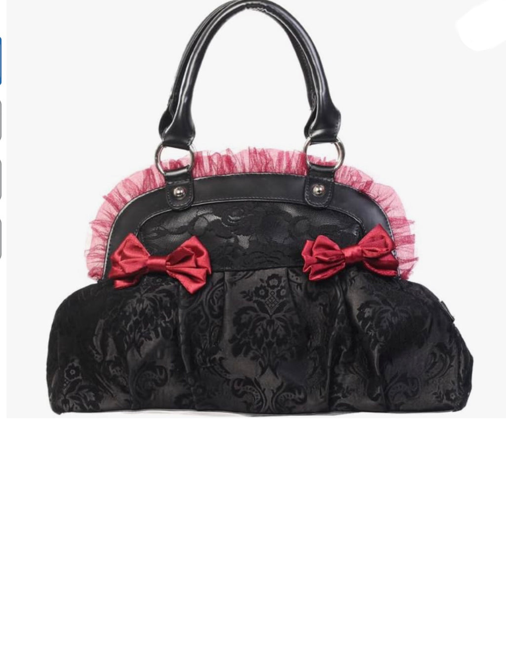 BANNED Apparel Gothic Punk Flocked Skull Rose Lace Bow Reinvention Handbag