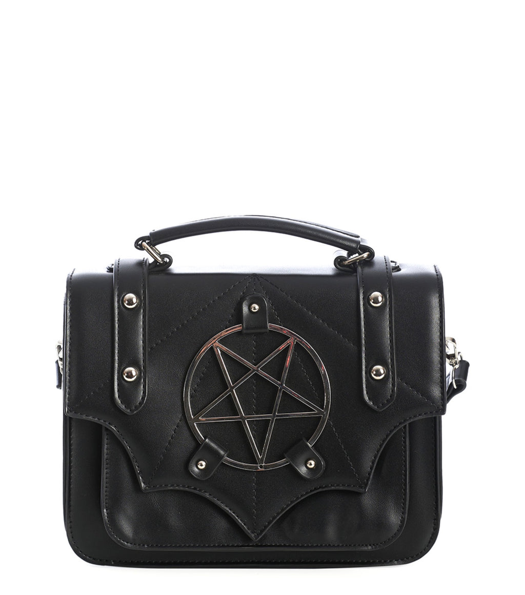 BANNED Apparel Black Gothic Bat Wing Moloch Pentagram Cross body Shoulder Bag