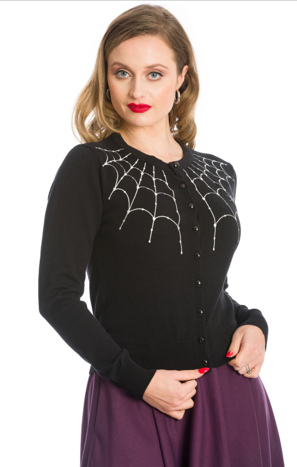 BANNED Black Gothic Vintage Retro Rockabilly Under Her Web Spell Cardigan