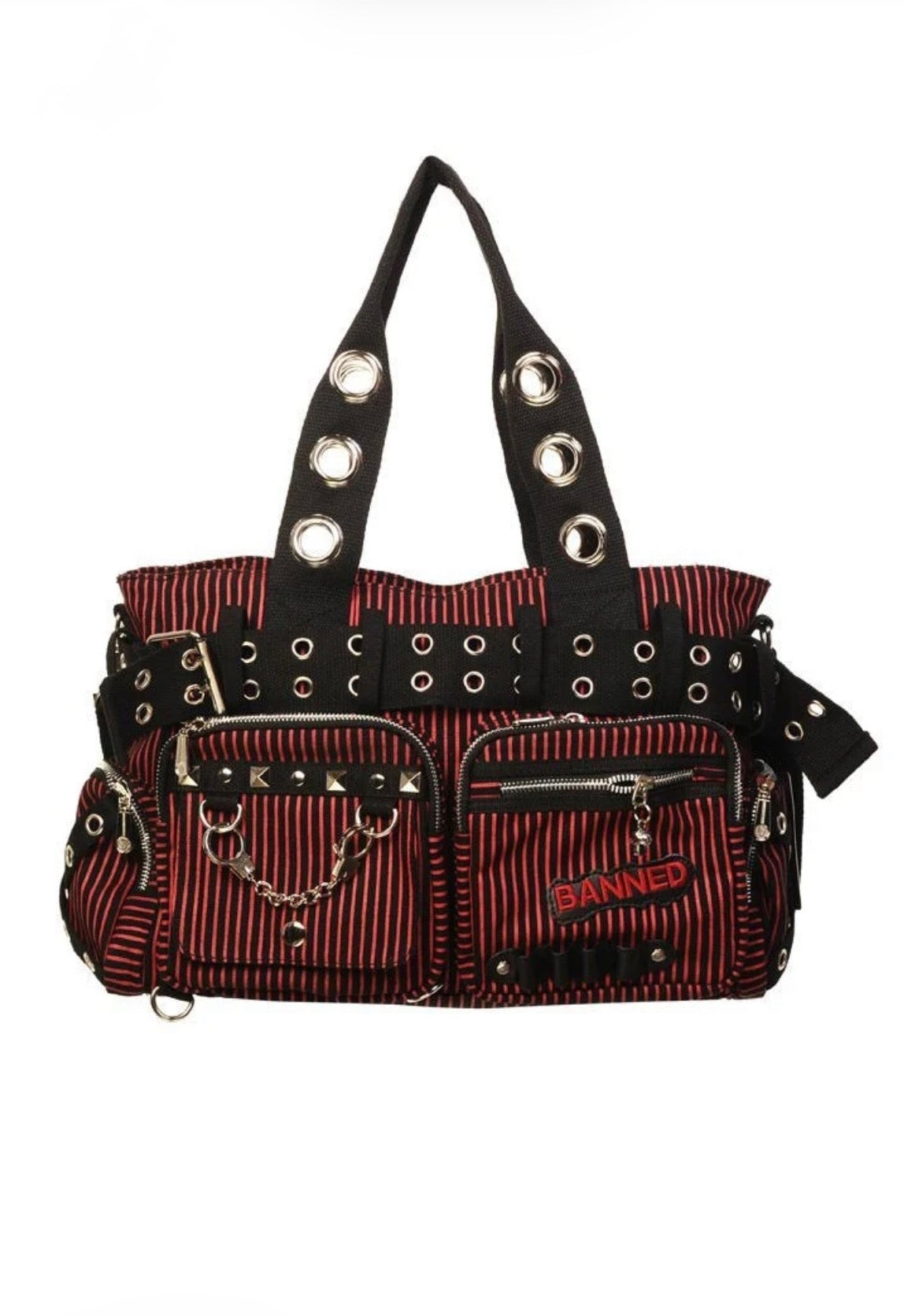 Banned Alternative Sweet Revenge Handcuff Striped Handbag