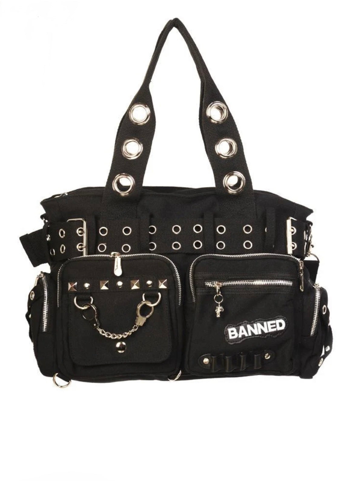 Banned Alternative Sweet Revenge Handcuff Striped Handbag
