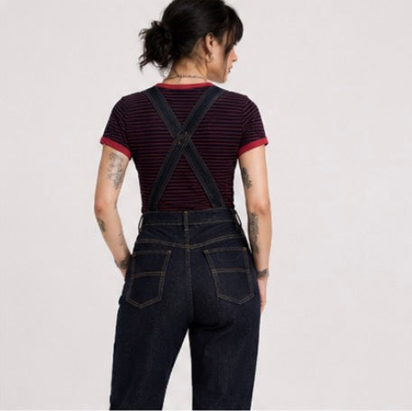 Hell Bunny Elly May 40s 50s Navy Blue Denim Dungarees