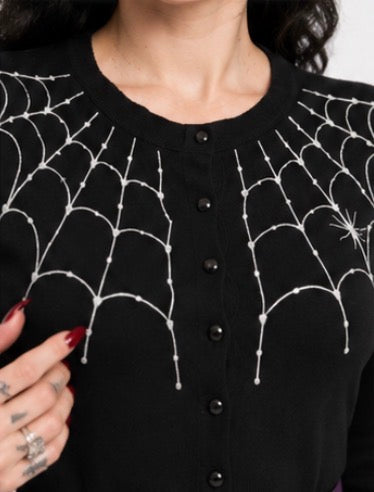 BANNED Black Gothic Vintage Retro Rockabilly Under Her Web Spell Cardigan