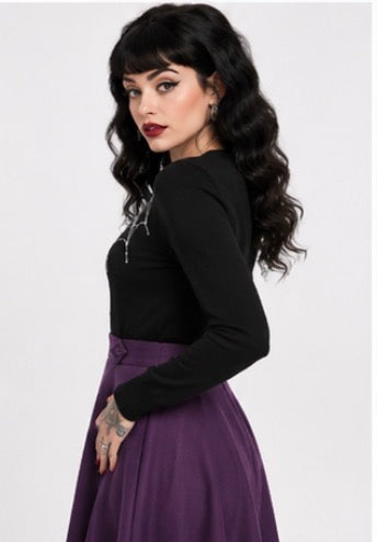 BANNED Black Gothic Vintage Retro Rockabilly Under Her Web Spell Cardigan
