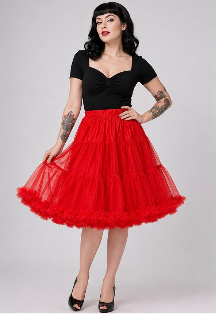 Black 50's Rockabilly Retro Super Soft 26inches Petticoat Skirt BANNED Apparel
