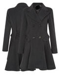 DE LA CREME DOUBLE BREASTED SWING STYLE FIT FLARE JACKET COAT WARM WOOL WINTER
