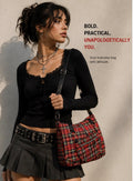 Banned Alternative Twice The Action Tartan Messenger Bag