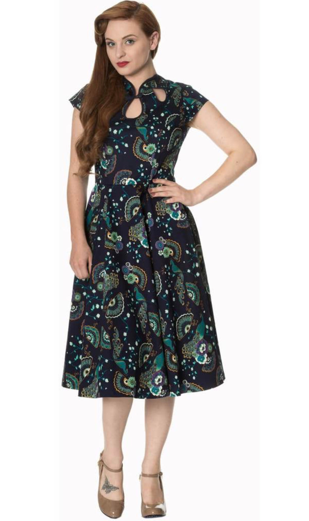 Banned Apparel Peacock Cut Out Retro dress