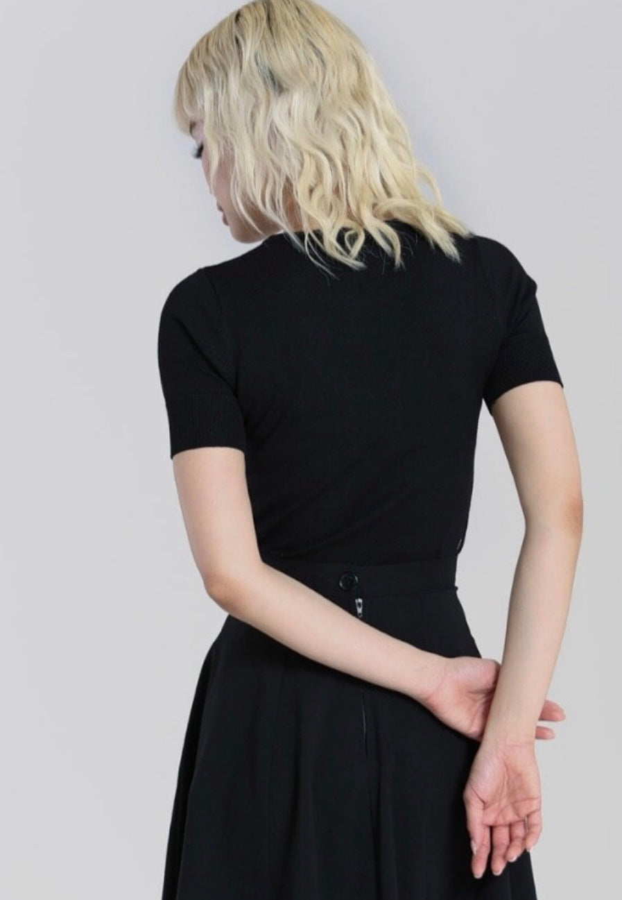 Hell Bunny Bat Jumper Gothic Mesh Halloween Top Short Sleeve Knit