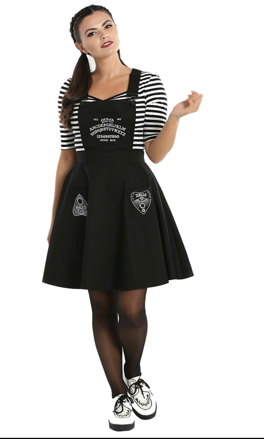 Hell Bunny Samara Sun Moon Ouija Board Gothic Wicca Witchcraft Pinafore Dress