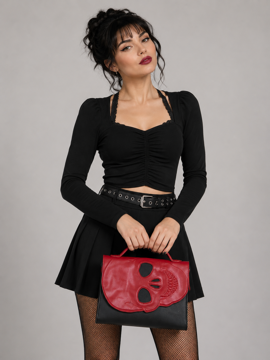 BANNED Apparel black Gothic Punk Emo Skull Flap Tenebris Shoulder Bag Handbag