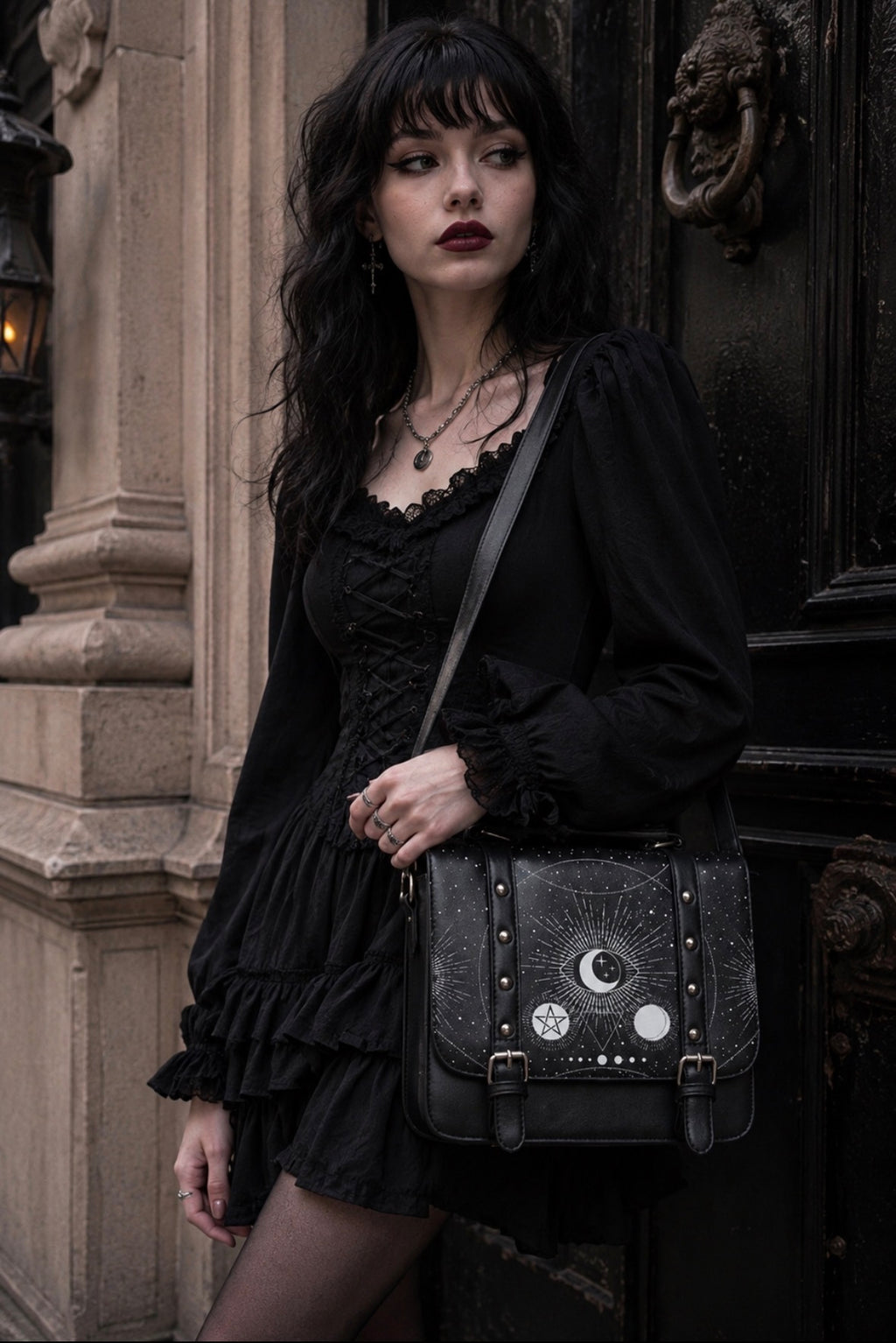 Gothic Rockabilly Emo Punk Stars Moon Cosmic Small Satchel Bag BANNED Apparel