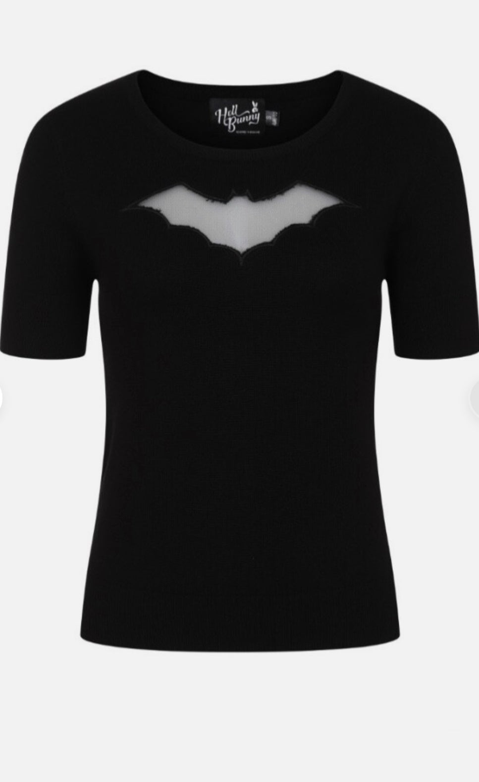 Hell Bunny Bat Jumper Gothic Mesh Halloween Top Short Sleeve Knit