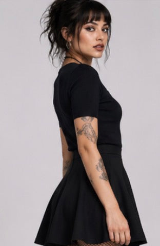 Hell Bunny Bat Jumper Gothic Mesh Top Short Sleeve Knit