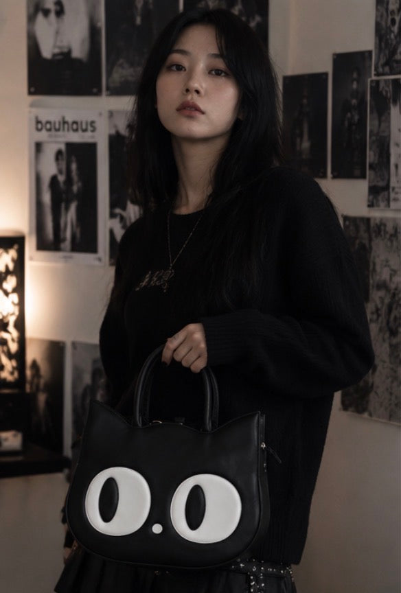 Black Kitty Gothic Emo Cat Eyes Paw Heart of Gold Handbag Bag BANNED Apparel