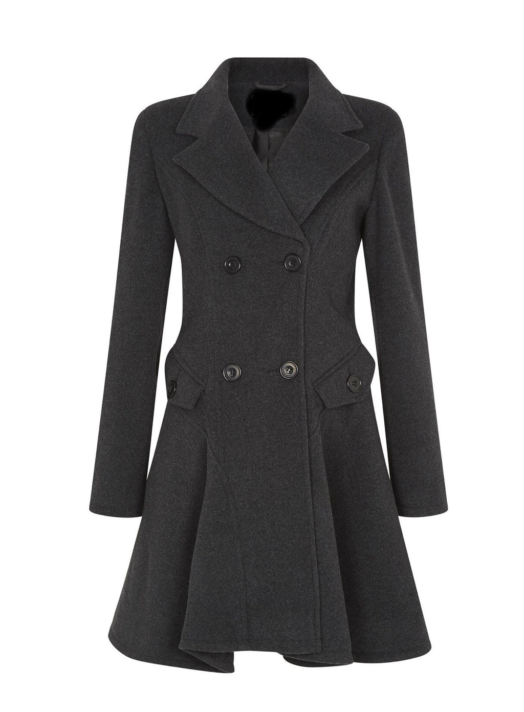 DE LA CREME DOUBLE BREASTED SWING STYLE FIT FLARE JACKET COAT WARM WOOL WINTER