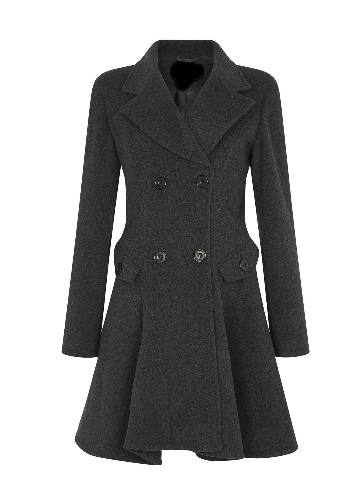 DE LA CREME DOUBLE BREASTED SWING STYLE FIT FLARE JACKET COAT WARM WOOL WINTER