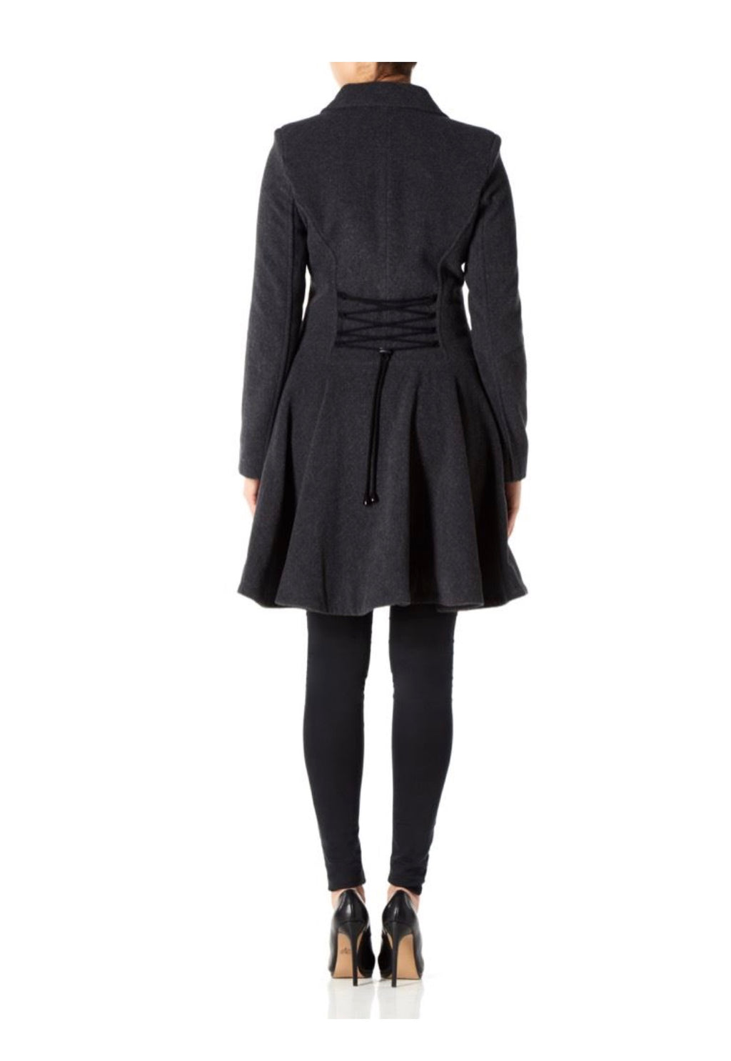 DE LA CREME DOUBLE BREASTED SWING STYLE FIT FLARE JACKET COAT WARM WOOL WINTER