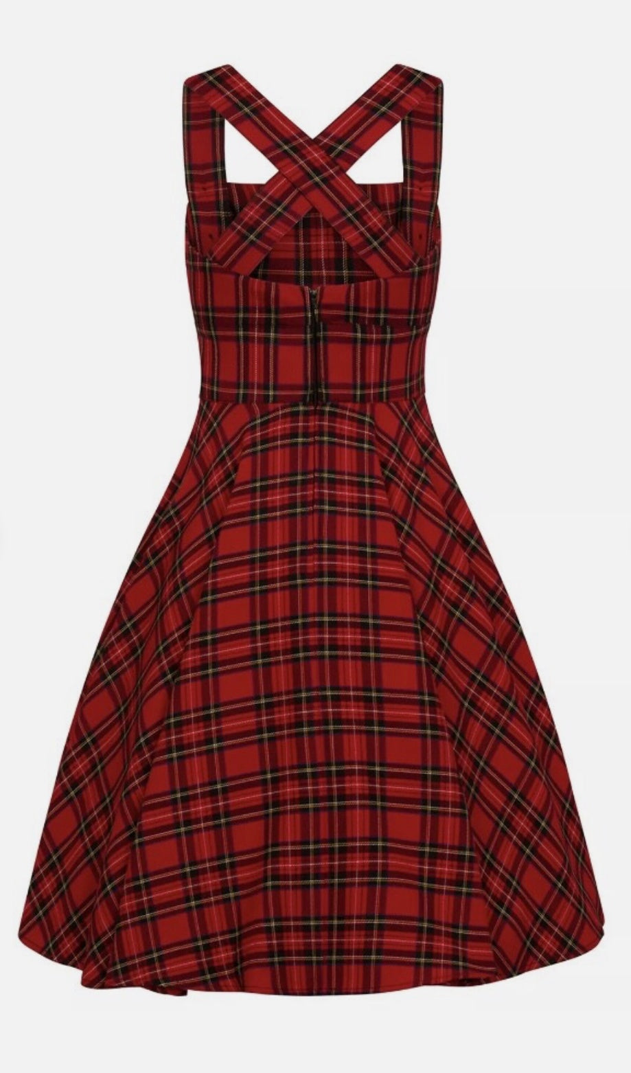 Hell Bunny Irvine Scottish Red Tartan Check Vintage Retro Pinafore Dress
